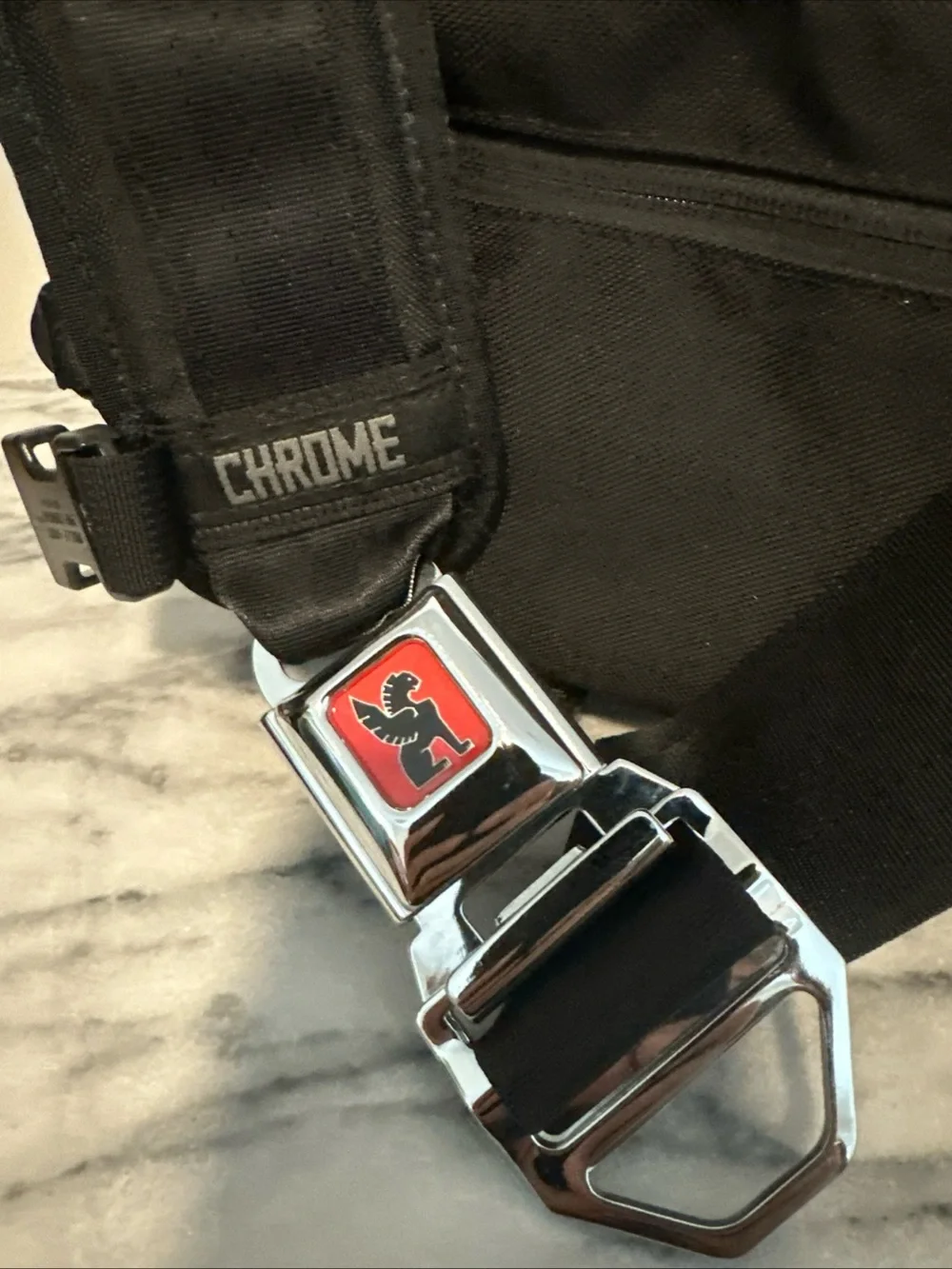 Chrome Crossbody bag KADET SLING BLACK TARP Waterproof bag Seat Belt Strap